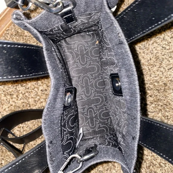 True Religion Black and Blue Crossbody Bag with Denim Design - Picture 2 of 3